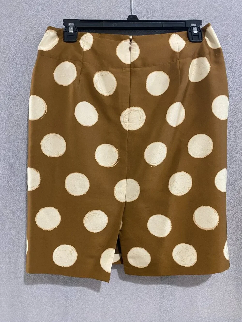 Banana Republic Silk Polka Dot Pencil Skirt Brown Cream Size 2 Lined Classic Chi